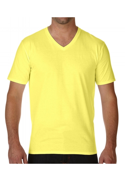 Premium Cotton Adult V-Neck T-Shirt_cornsilk